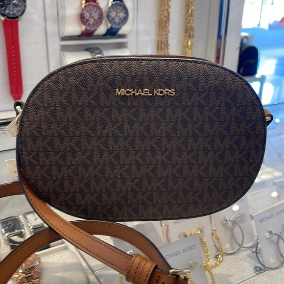 Michael Kors Jet Set Travel Medium Signature Logo EW Crossbody Bag Brown NWT - Picture 13 of 16